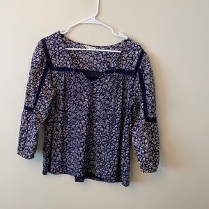 Blue and white Lucky top